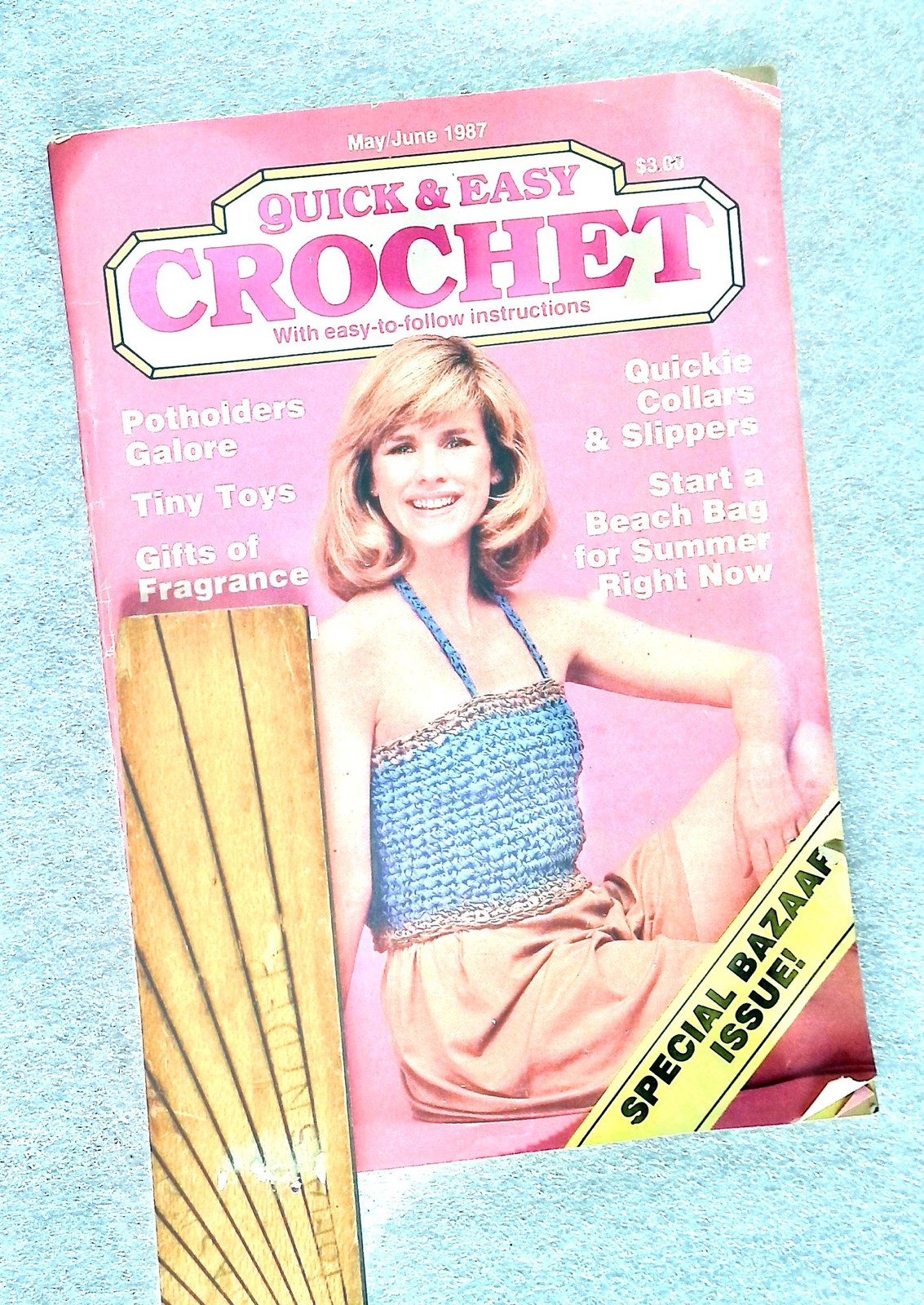 Quick & Easy Crochet Magazine May/June 1987 Patterns Collars Slippers Beach Bag