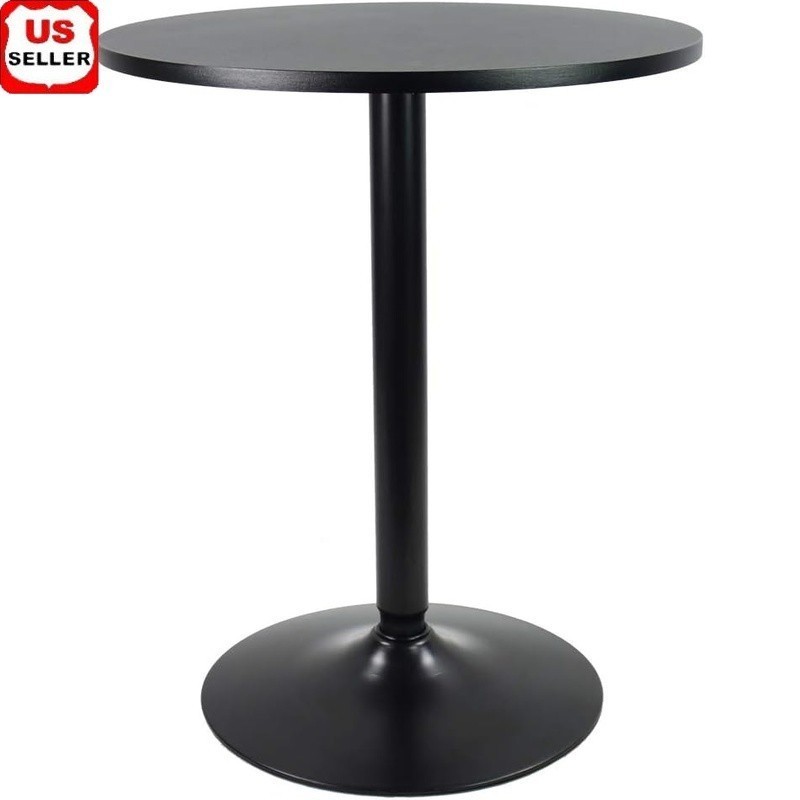 Stylish Round Pub Table Durable MDF Steel Compact Space Saving Easy Assemble New
