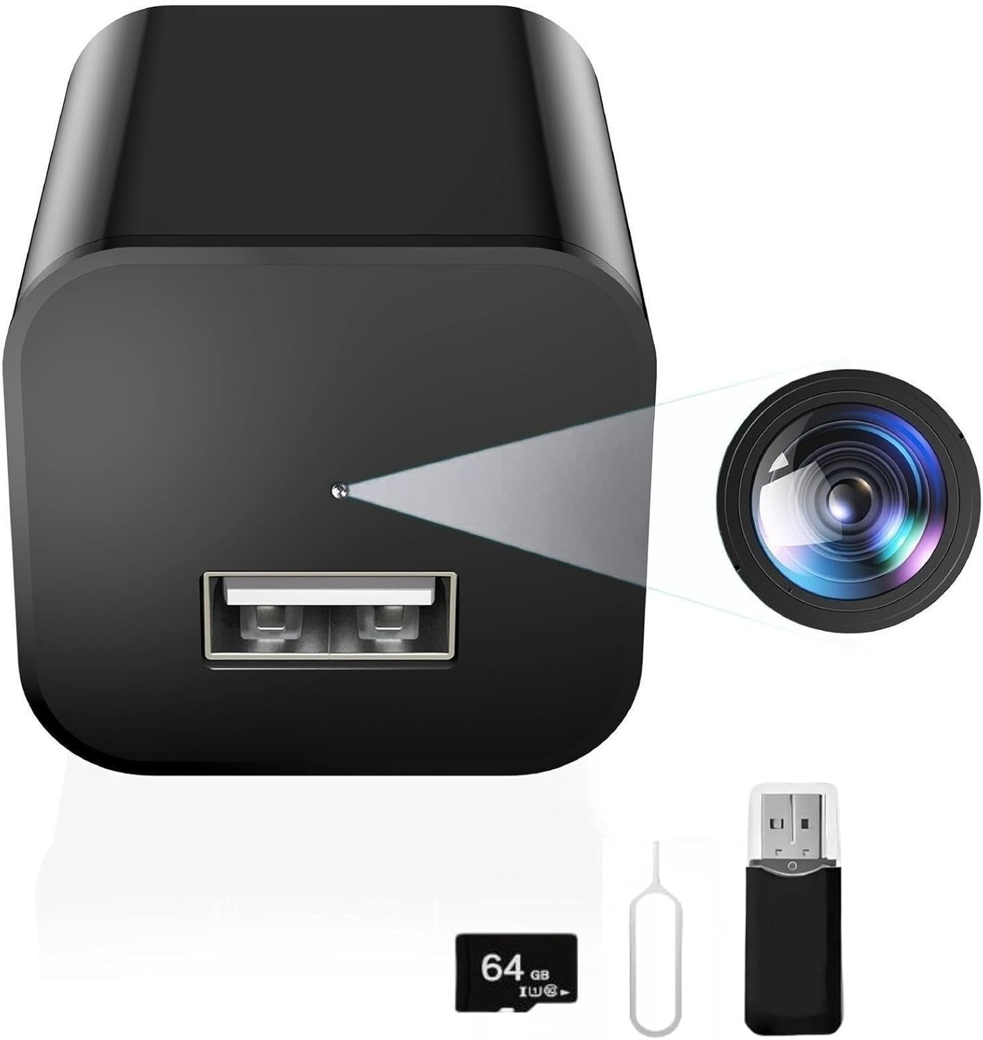 Mini 1080P Camera Charger - Wireless Camera - No Wifi Tiny USB Charger Camera...
