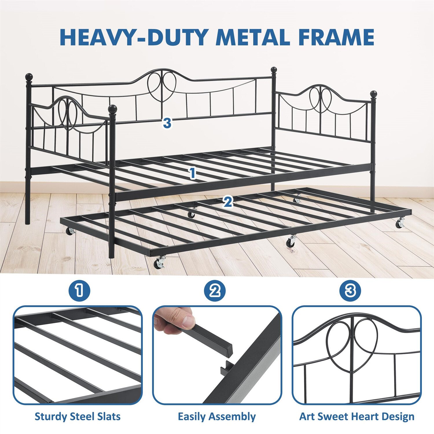 Sofa Bed Daybed and Trundle Twin Daybed with Pull Out Trundle Platform Bed Frame