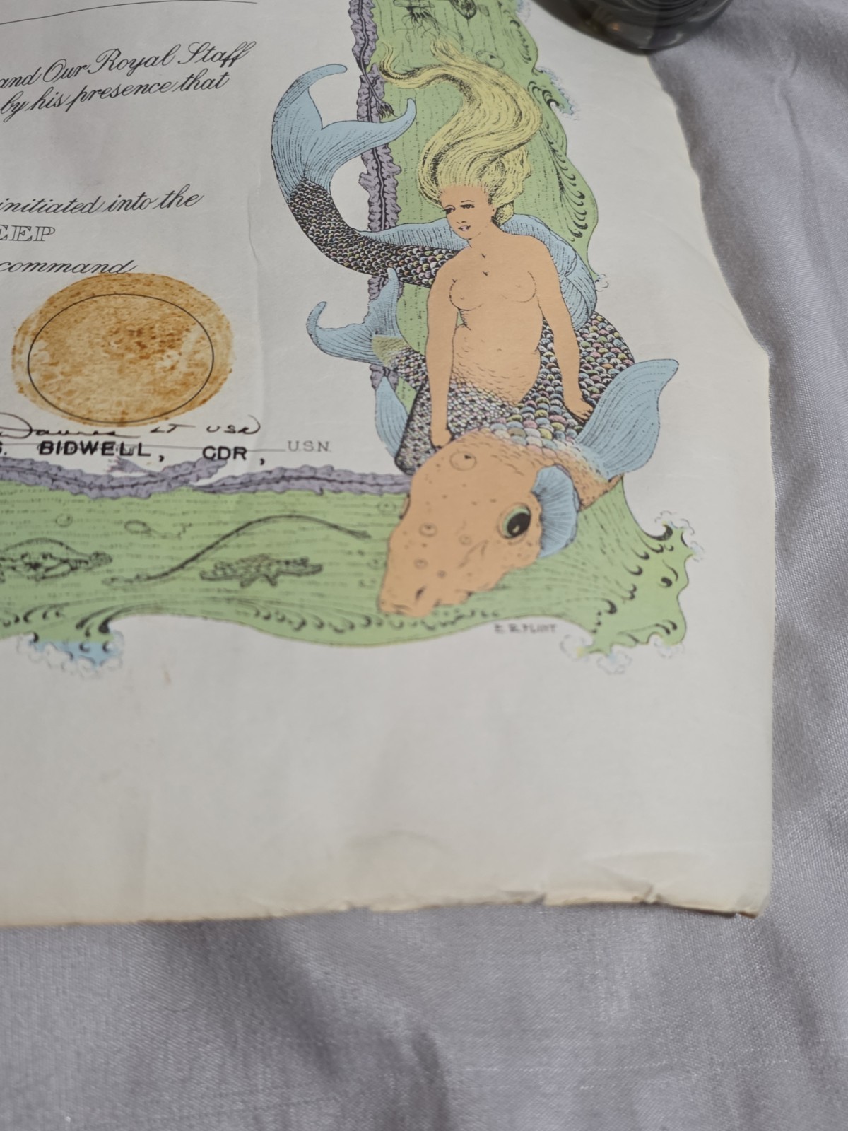 U.S.N.: "Shellback": 15 x 20, Certificate (Personalized) 1943