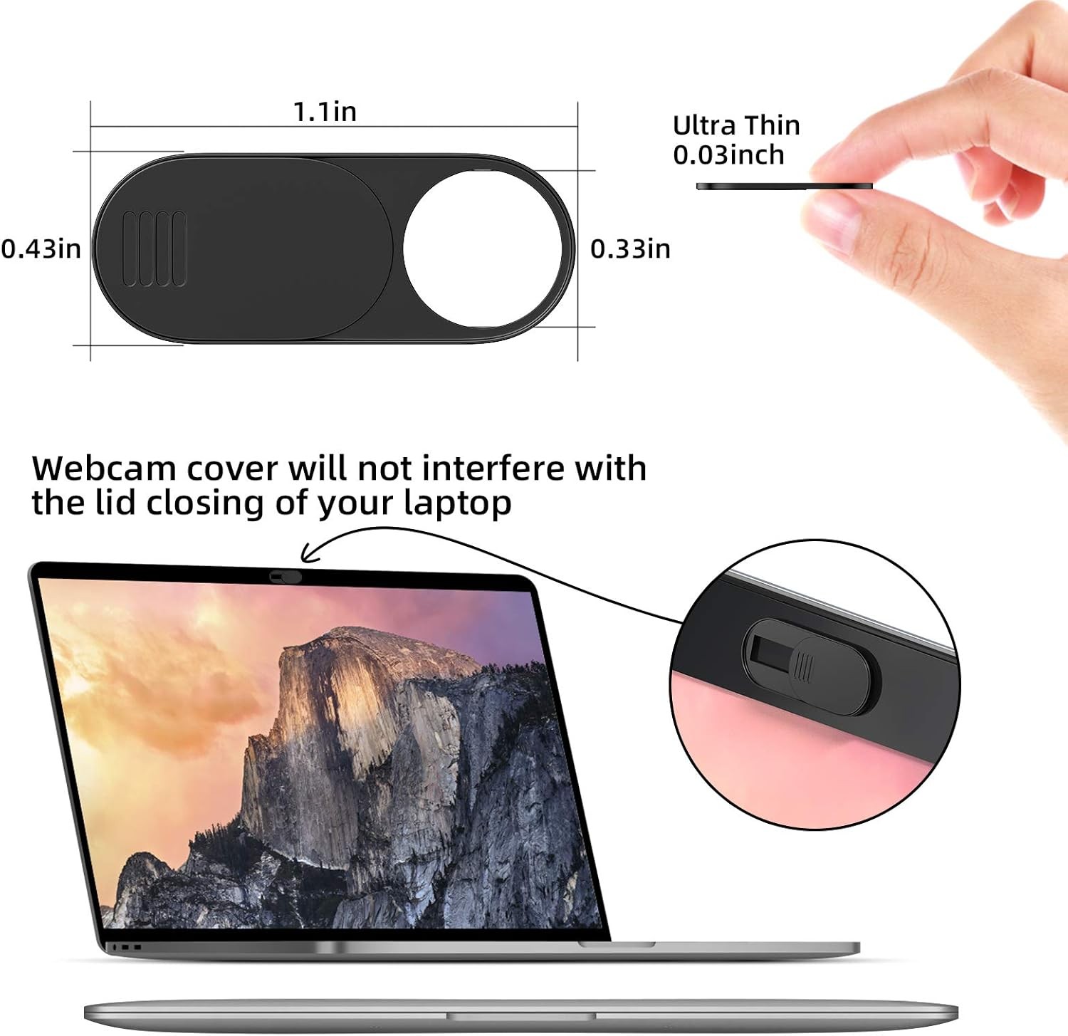 Webcam Cover,Ultra-Thin Camera cover Slide compatible with Laptop,MacBook,Comput