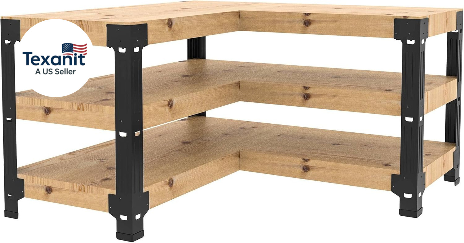 Universal Steel Workbench Kit 5 Legs L Shaped Heavy Duty Work Bench for Garage S