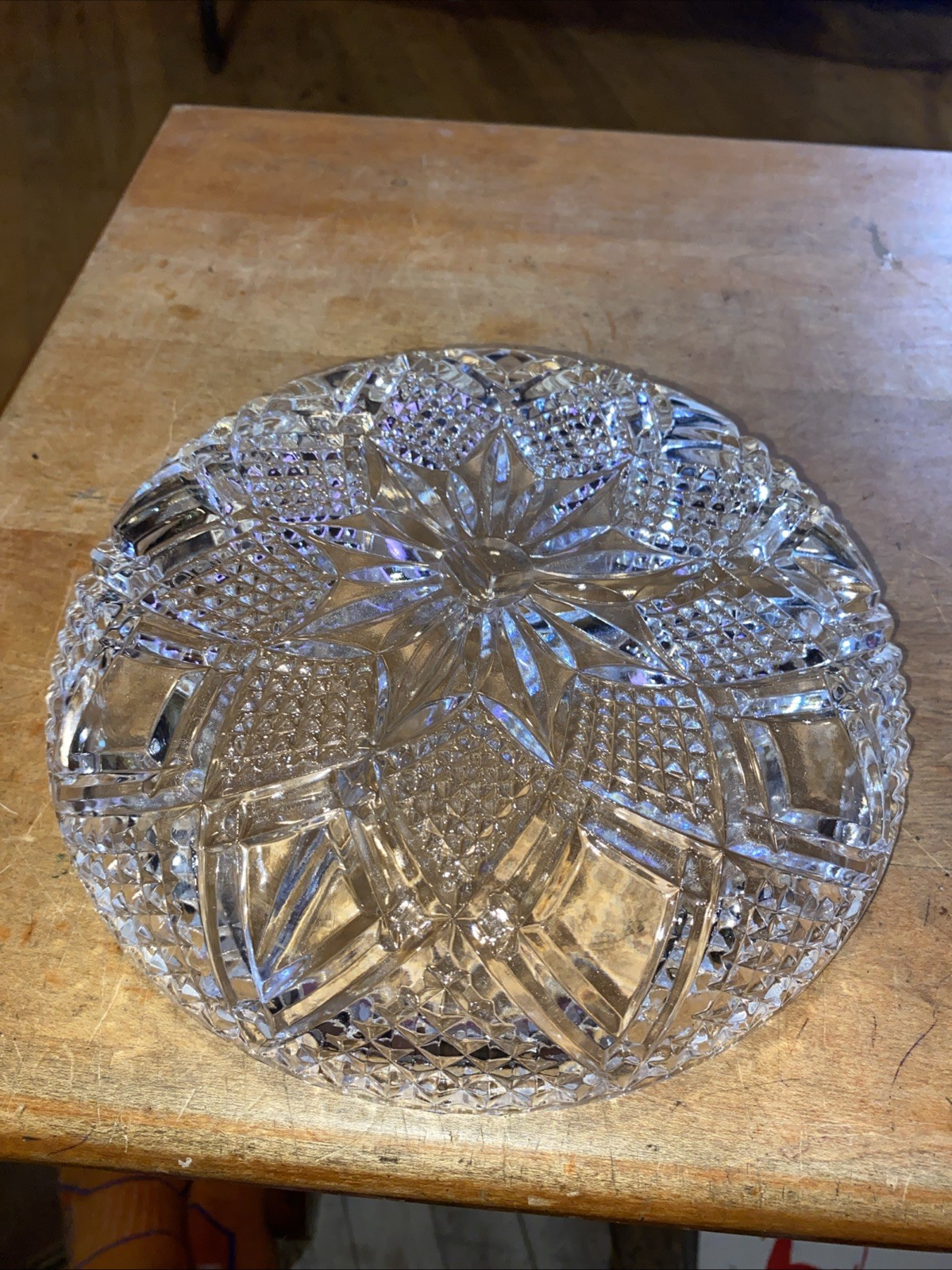 Vintage Round Traube Design Crystal Serving Dish 8” Diameter