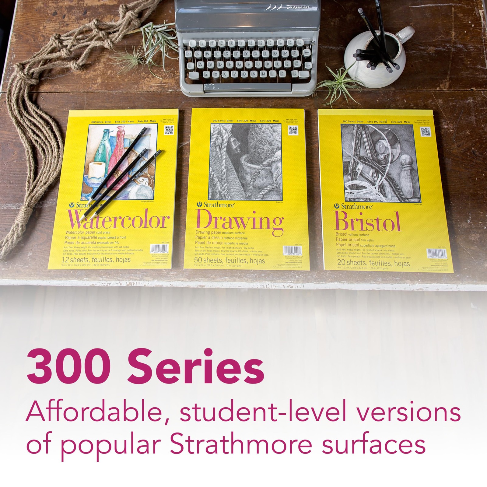 Strathmore 300 Series Sketch Pad, 5.5x8.5 inch, 100 Sheets, Side Wire - Artis...