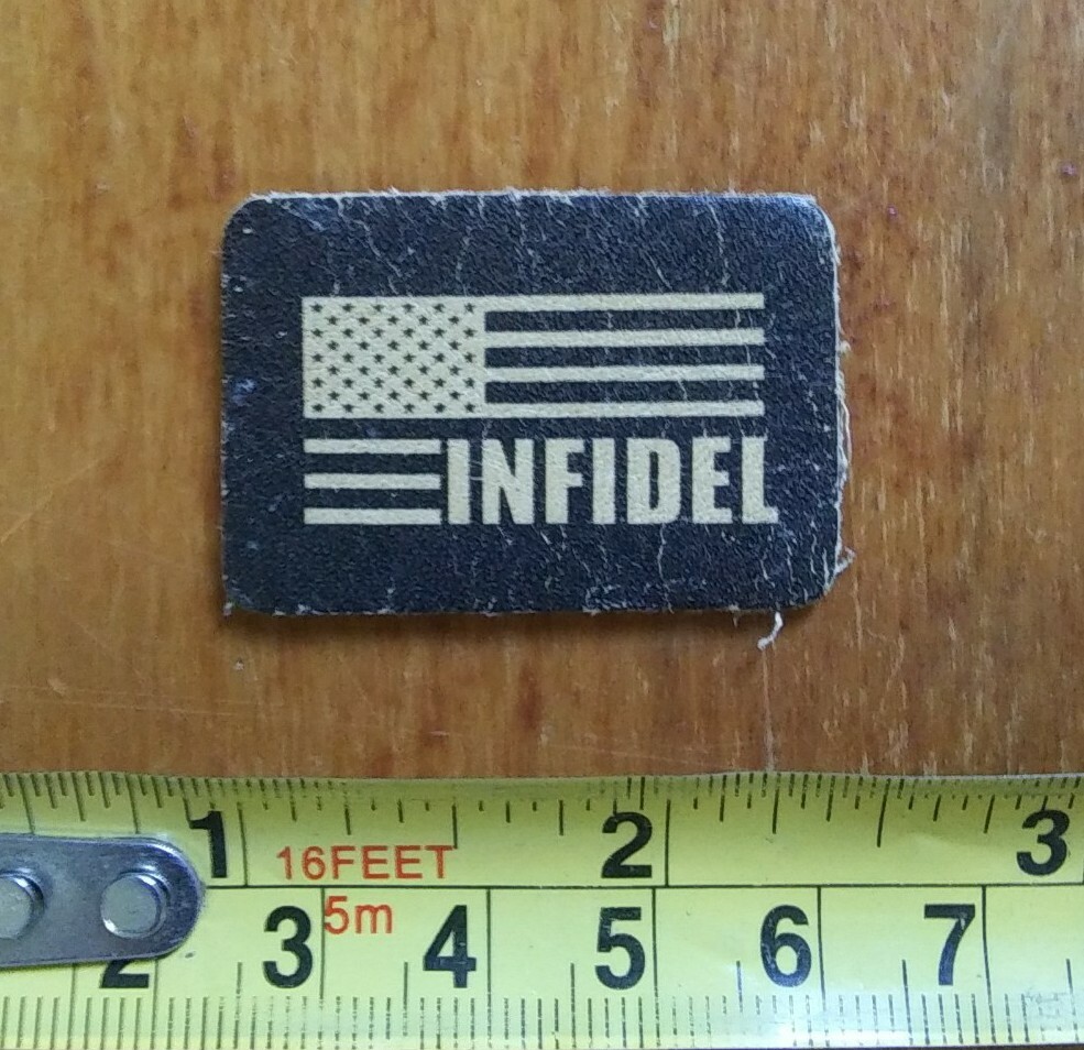 MINI ~ Infidel USA Flag Leather Biker Patch ~ Made in USA