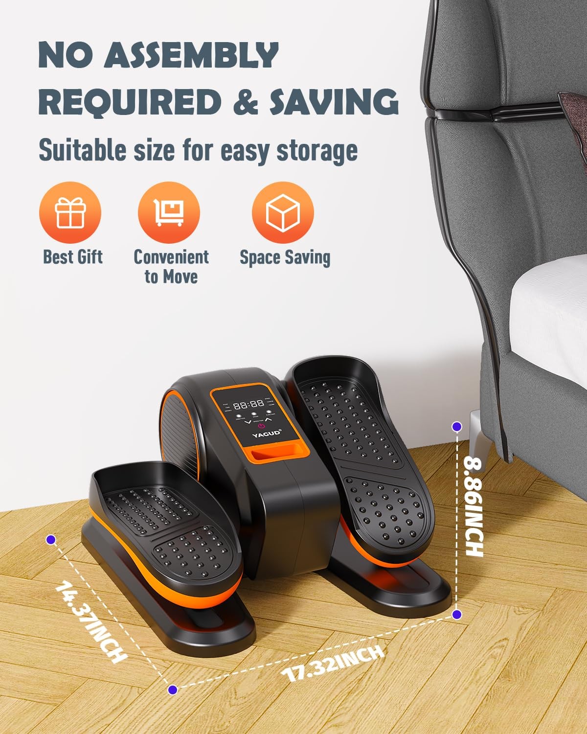 Under Desk Elliptical Machine, Elliptical Leg Exerciser for Senior, 13 Adjust...
