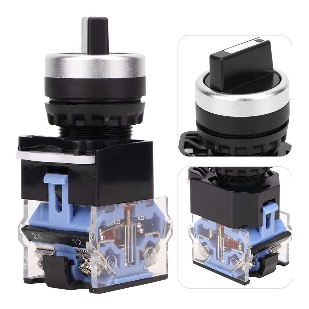 Self-Locking Knob Switch 22mm 1 Open 1 Close 2 Position Maintained Selector 10A