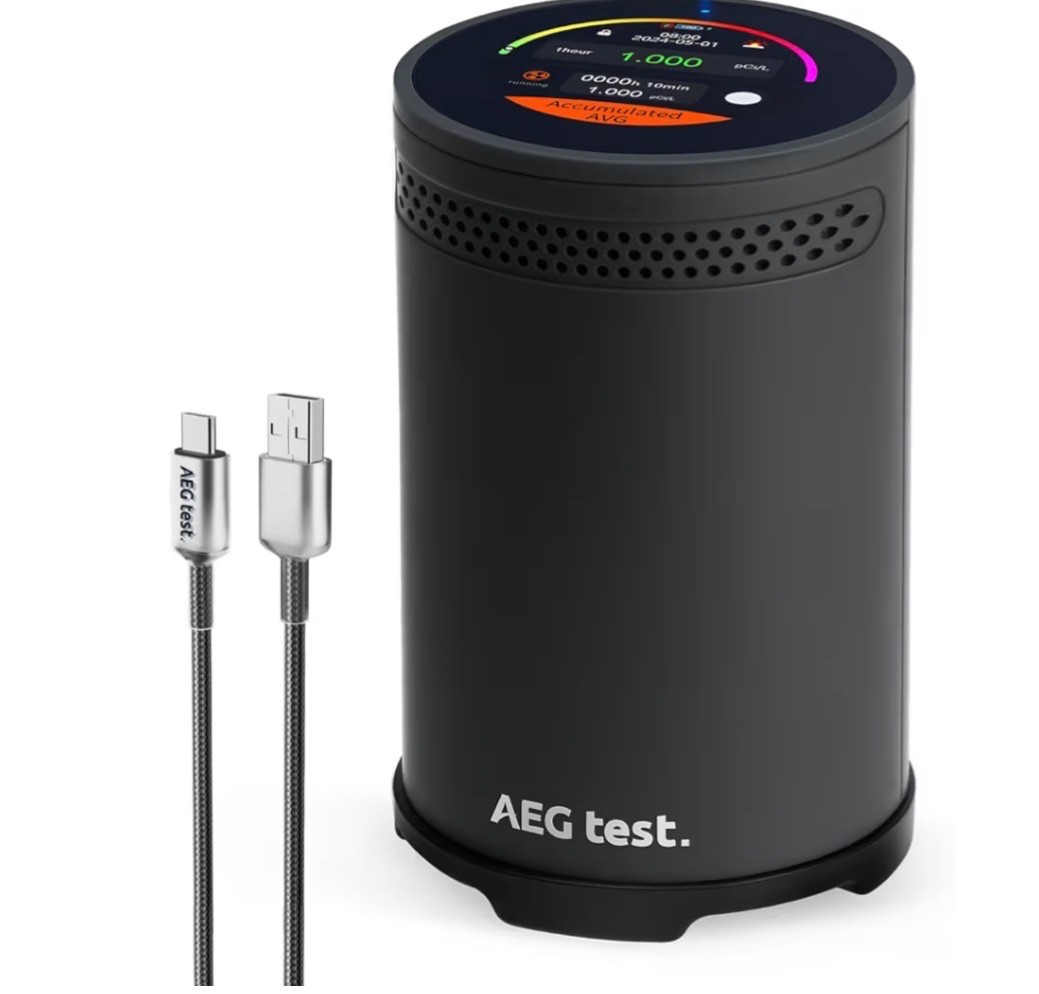 Radon Detector, 10-Minute Measurement Updates, Audible & Visual Alarm, Touchscre