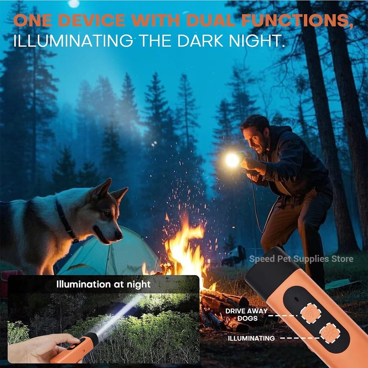 Rechargeable Ultrasonic Dog Bark Control Training Repeller LED Flashlight 🐕