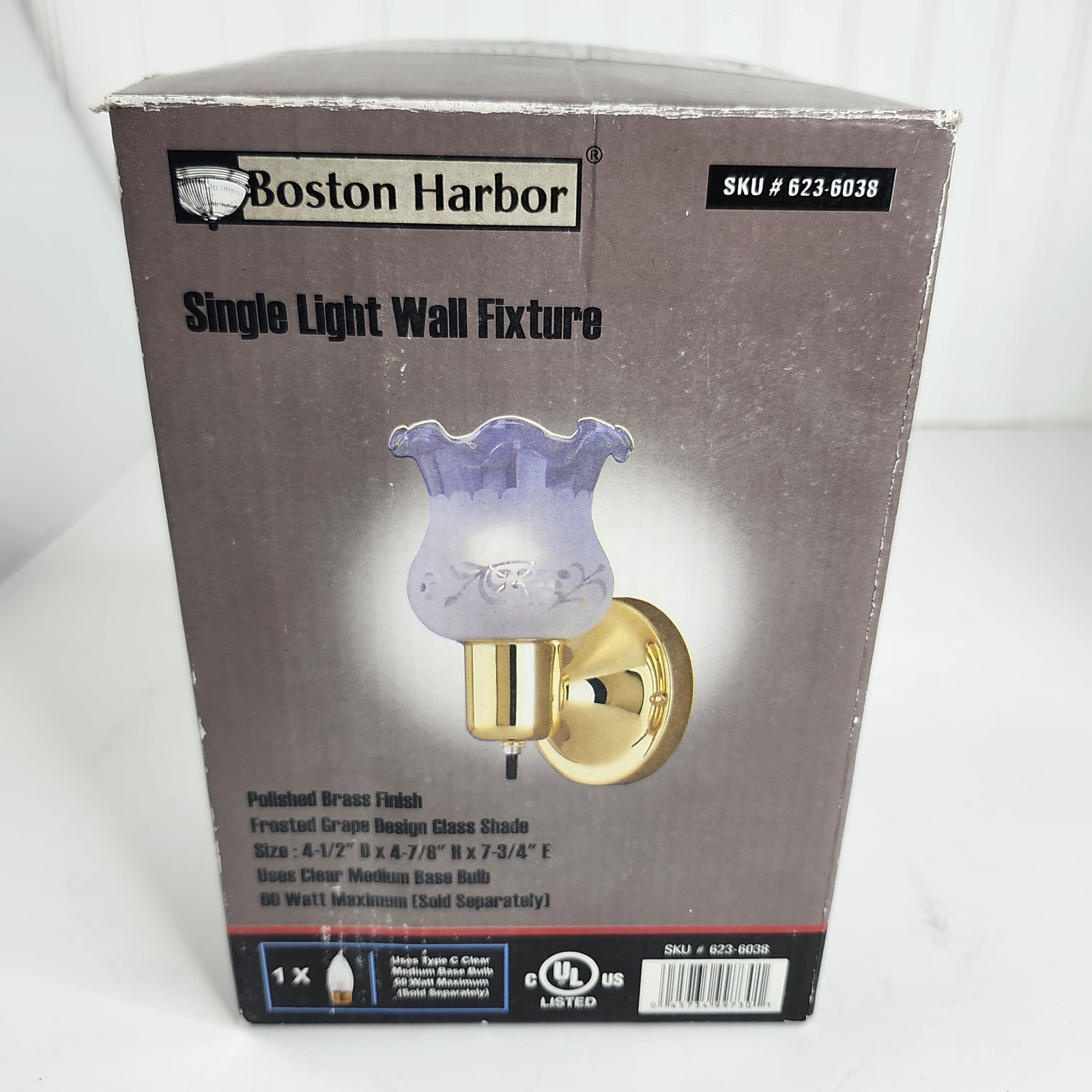 Boston Harbor Single Light Wall Mount Fixture Hard Wire 120 V 60 W Type C o