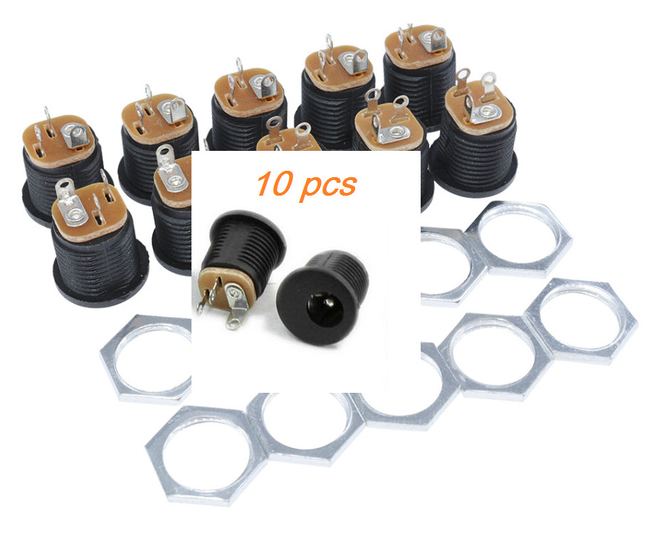10Pcs DC-022 5.5-2.1 / 5.5 x 2.1mm DC Power Socket/ DC Connector Panel Mounting