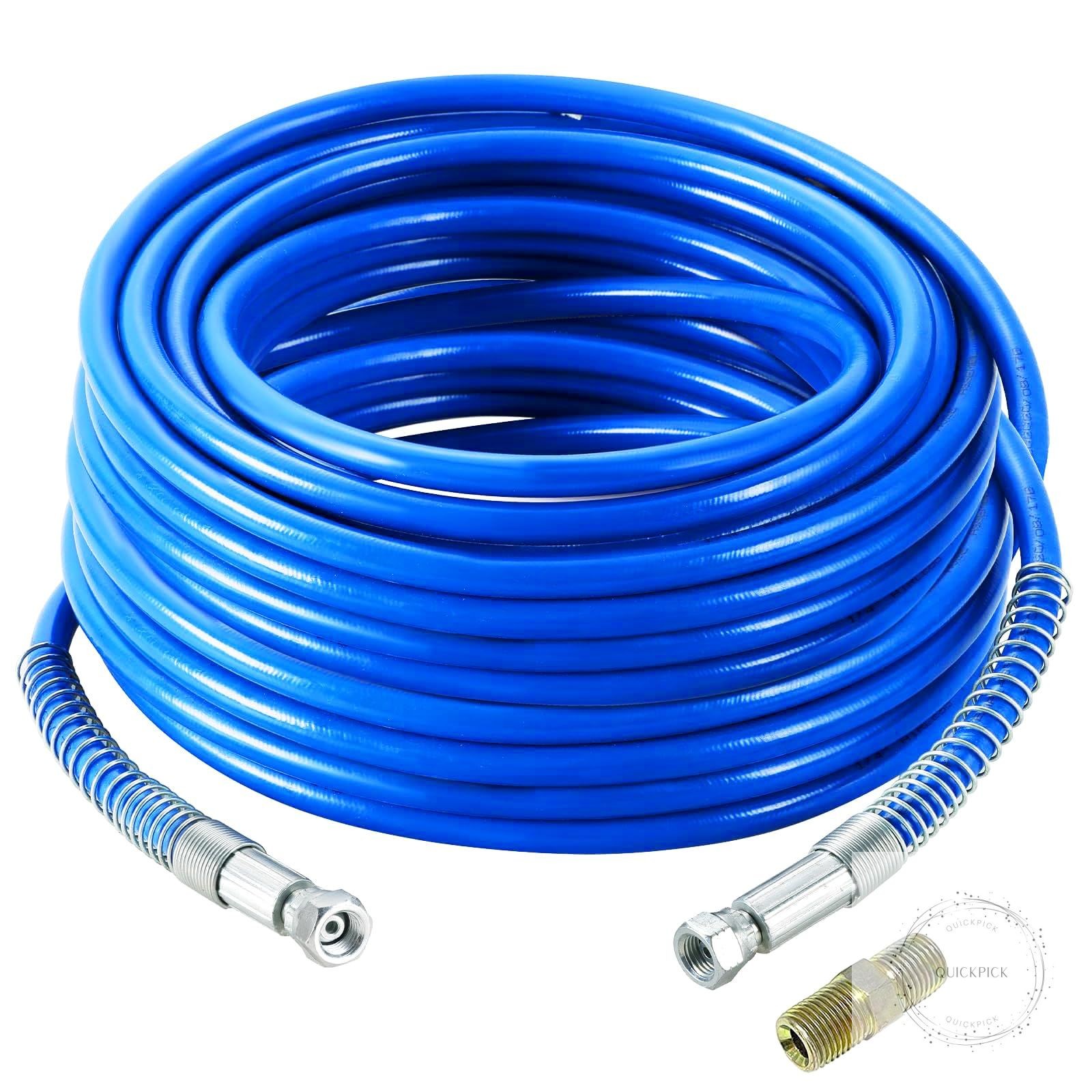 1/4" Airless Paint Sprayer Hose 50FT Blue, 3300 PSI High Pressure Flexible Fiber