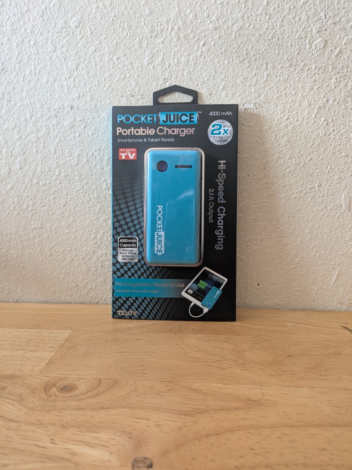 Tzumi Pocket Juice Portable Charger 4000mAh with 2.4A Max Output