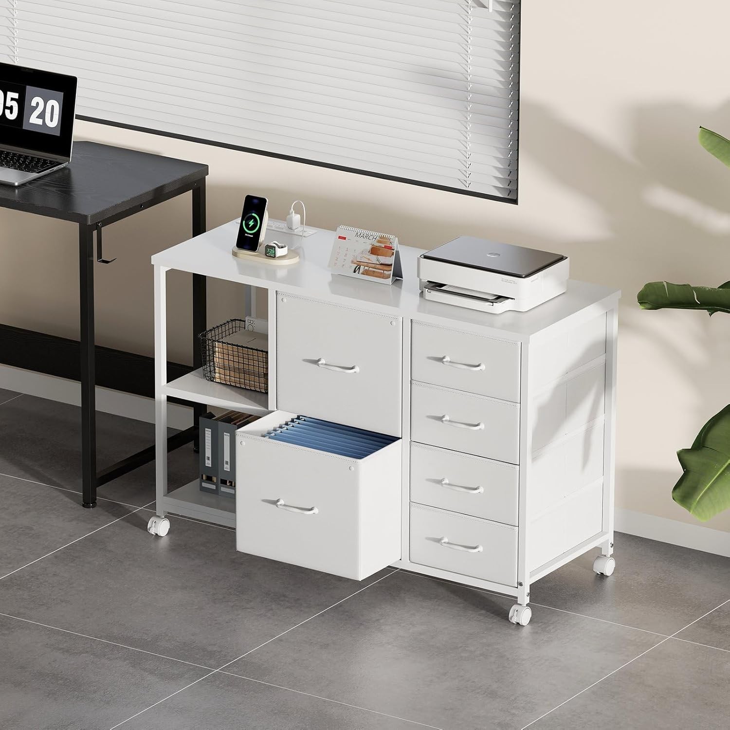 6 Drawer File Cabinet Charging Station Printer