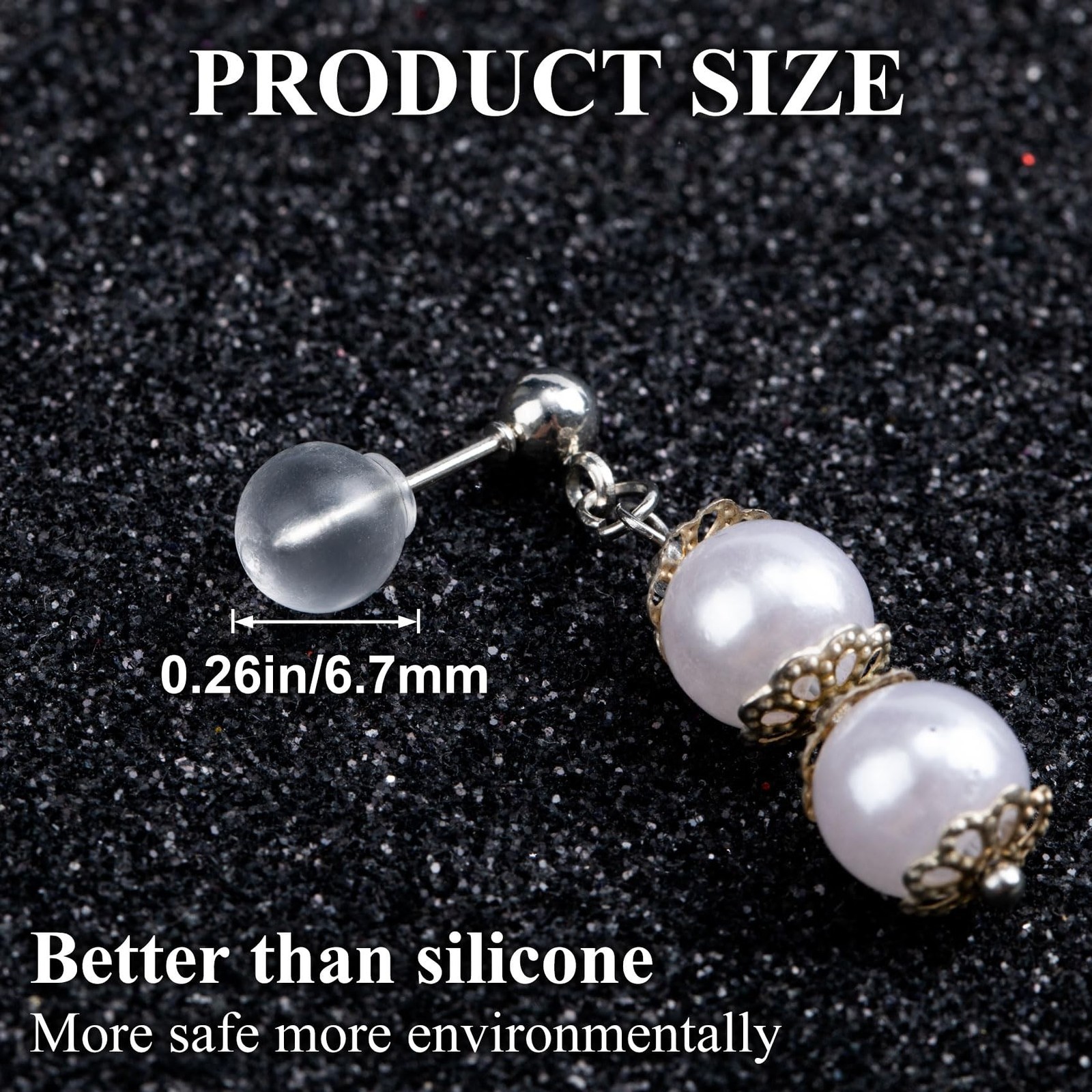 50 Pcs Comfort Impenetrable Soft Safety Backs, Secure Clear Rubber Earring Ba...