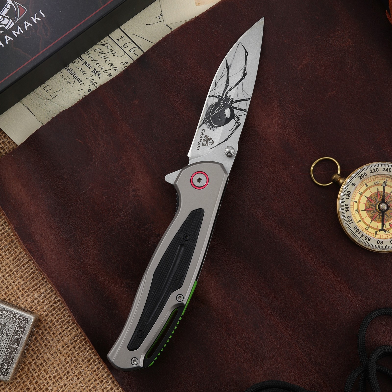 Chamaki Spider Folding Knife Tactical EDC Pocket Knife Razor Sharp Gift Ready