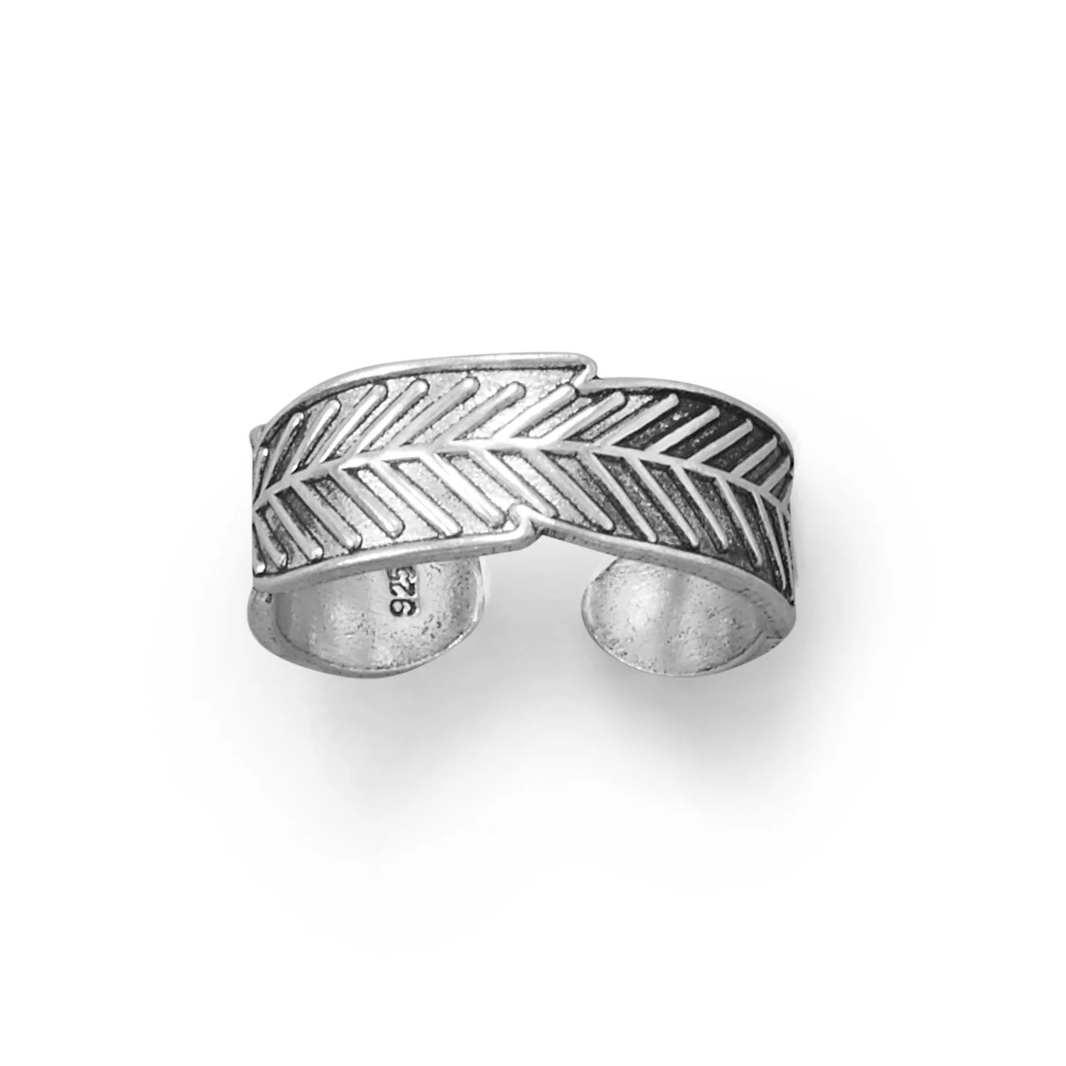 Women's 925 Sterling Silver Oxidized Feather Toe Ring - Boho, Spirit | Free Spir