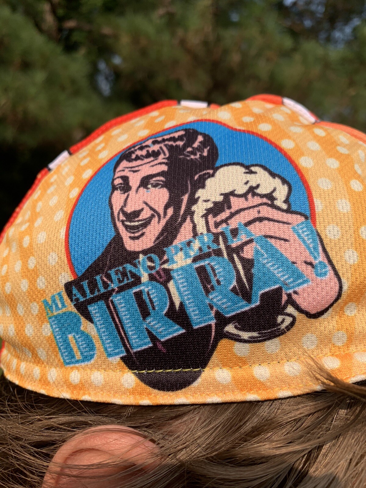 NEW Italian Birra Beer Comic Yellow / Red Cycling Hat Art Style Cool Cap Hipster