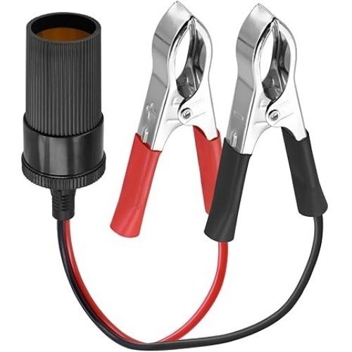 Alligator Clip to Car Cigarette Lighter Plug Adapter Cable, 1FT 12V Extension fo