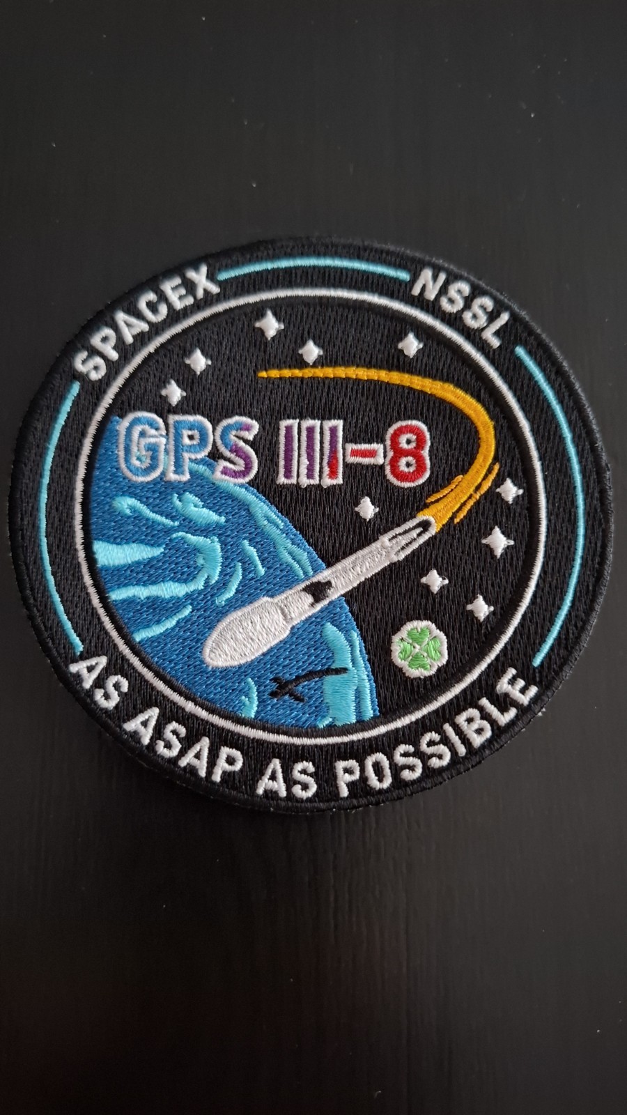 GPS III-8 SpaceX  As ASAP As Possible  Employee Mission Patch