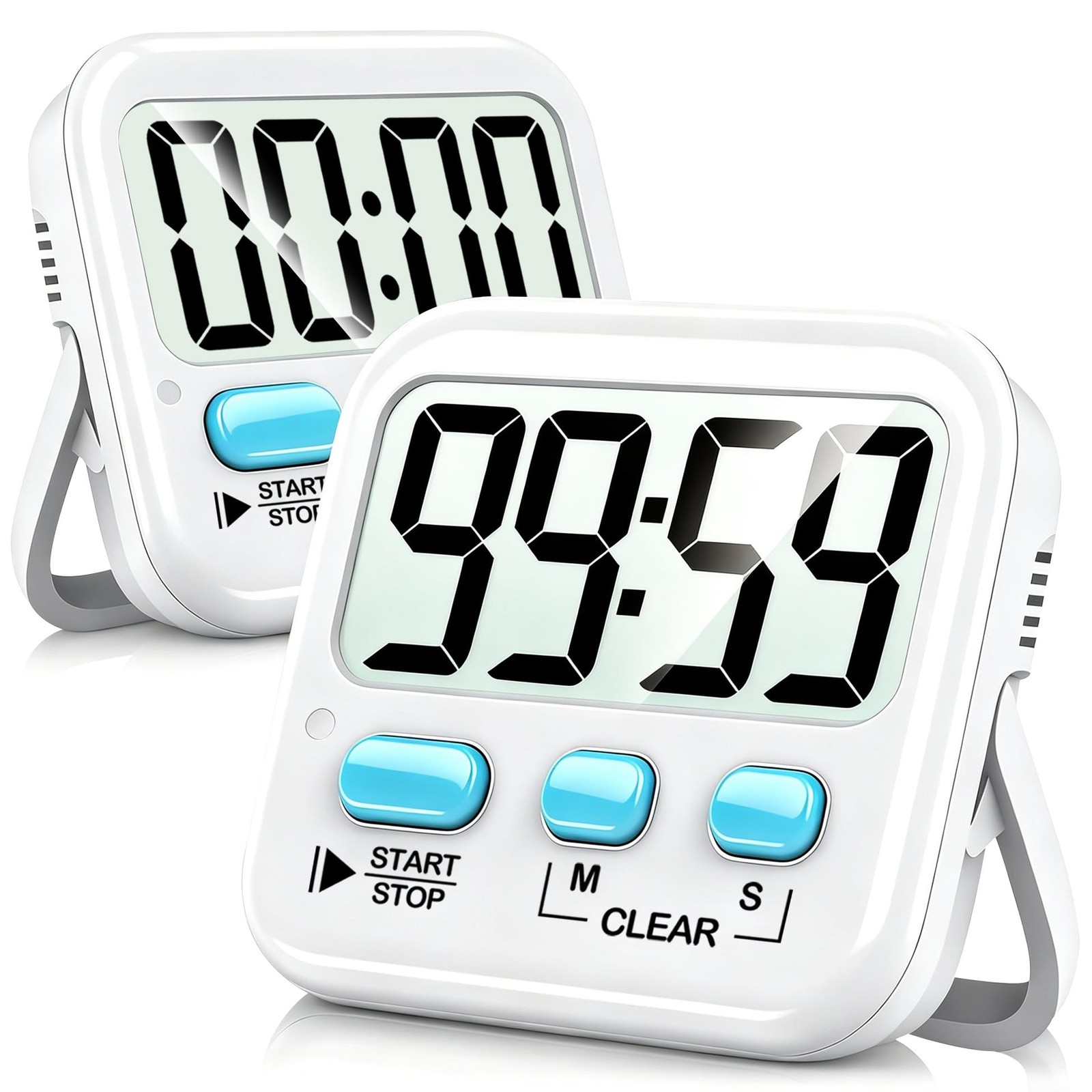 Digital Kitchen Timer Large Display Magnetic Countdown Alarm Classroom 2 Pack