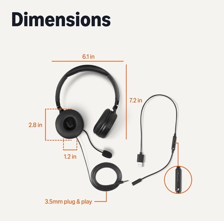 Amazon Basics On Ear Wired Computer Headset with Adjustable Microphone, 3.5mm Po