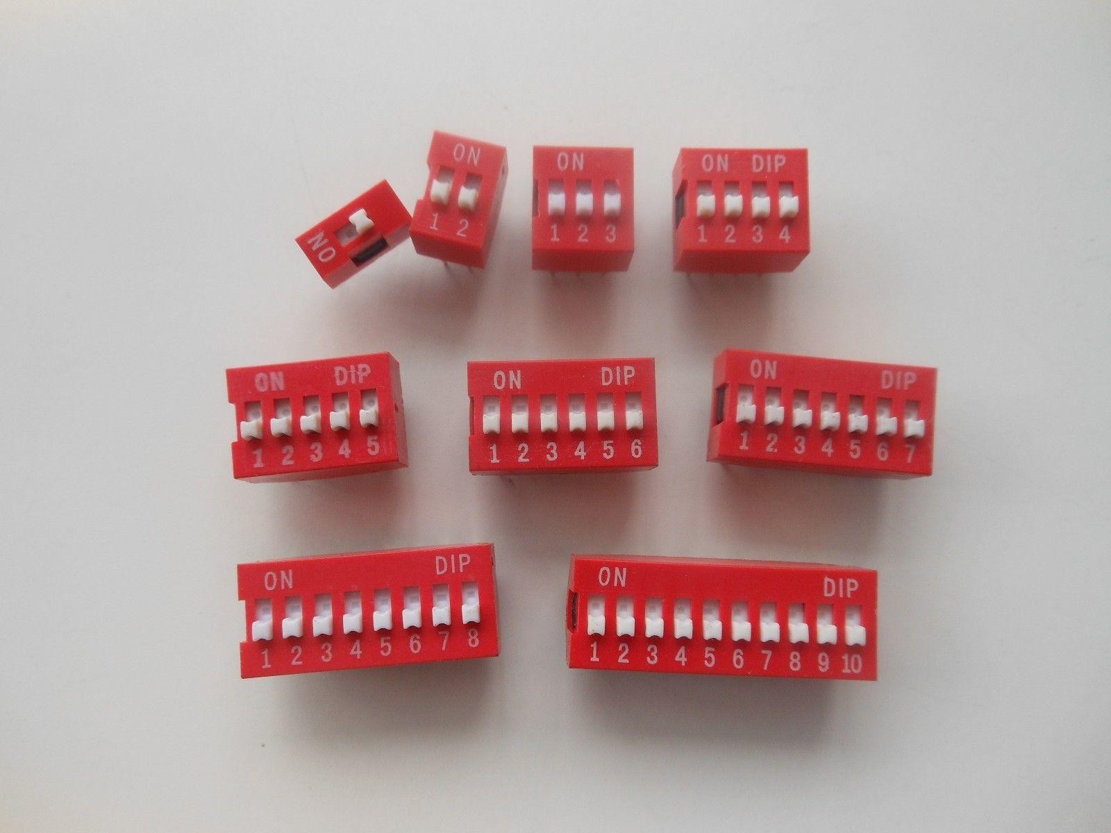 45Pcs 1 2 3 4 5 6 7 8 10 Position DIP Switch Assorted Gold Electroplating Pins