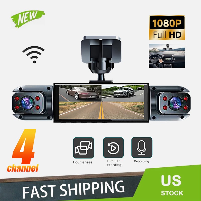 4 Channel 1080P Car Dash Cam Front Rear Inside Left Right +Camera +Wifi NEW