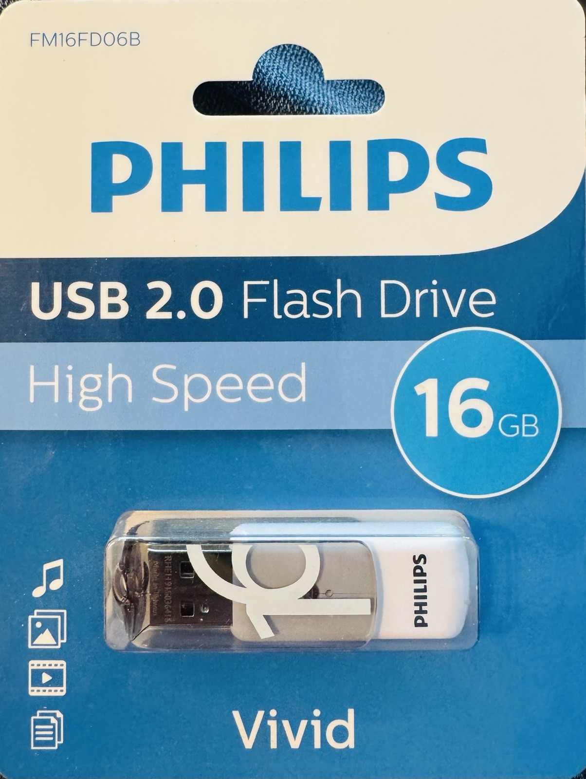 Philips Vivid Edition USB 2.0 Flash Drive 16GB High Speed Gray Swivel Mechanism