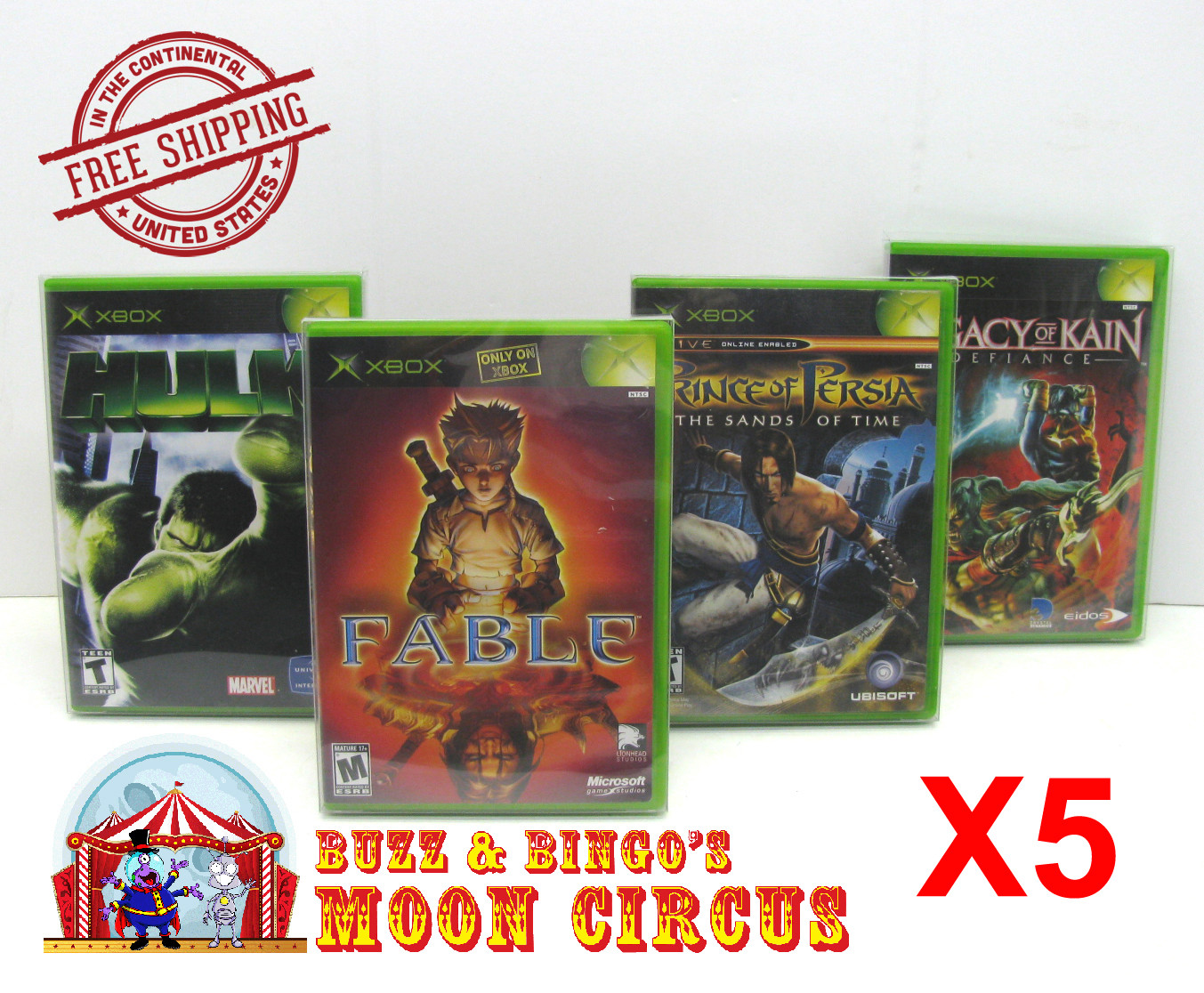 5X MICROSOFT XBOX CIB GAME -CLEAR PLASTIC PROTECTIVE BOX PROTECTORS CASE SLEEVE