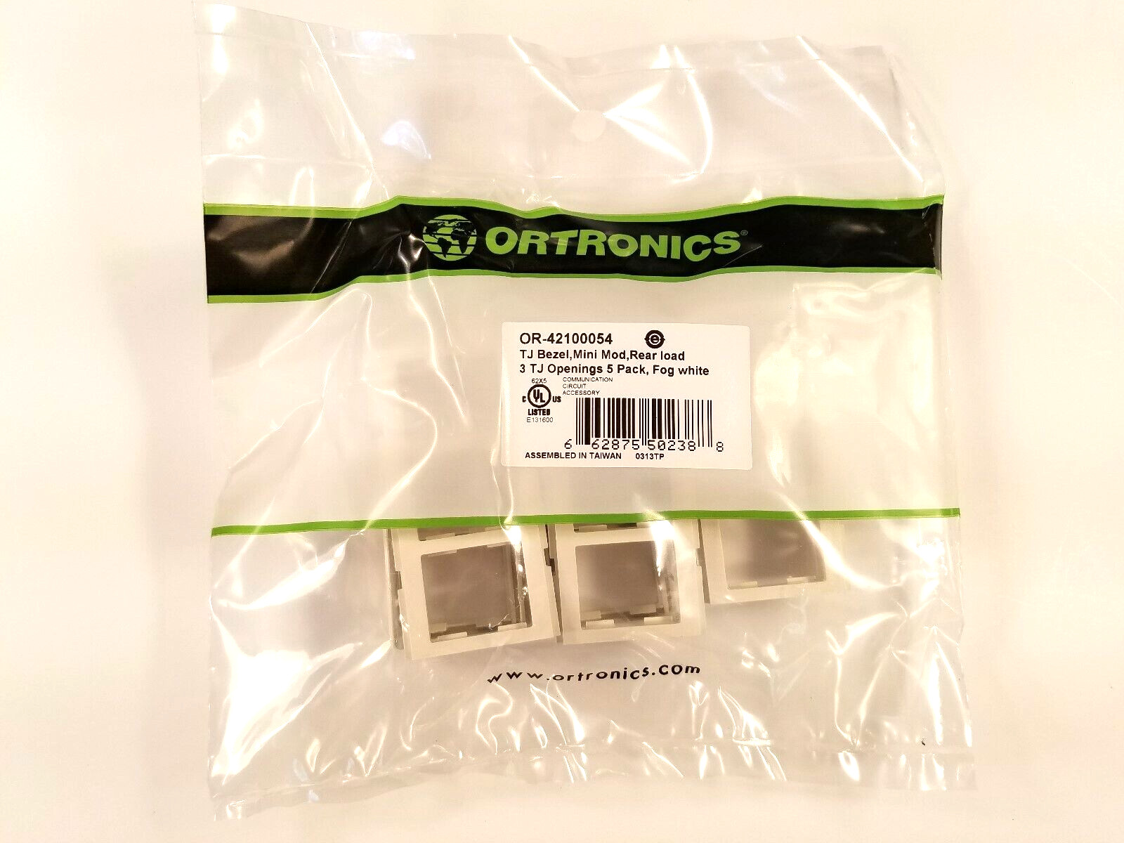 42100054 Ortronics TracJack Adapter 3-Port Fog White LOT OF 5 PACKS  (25 Plates)