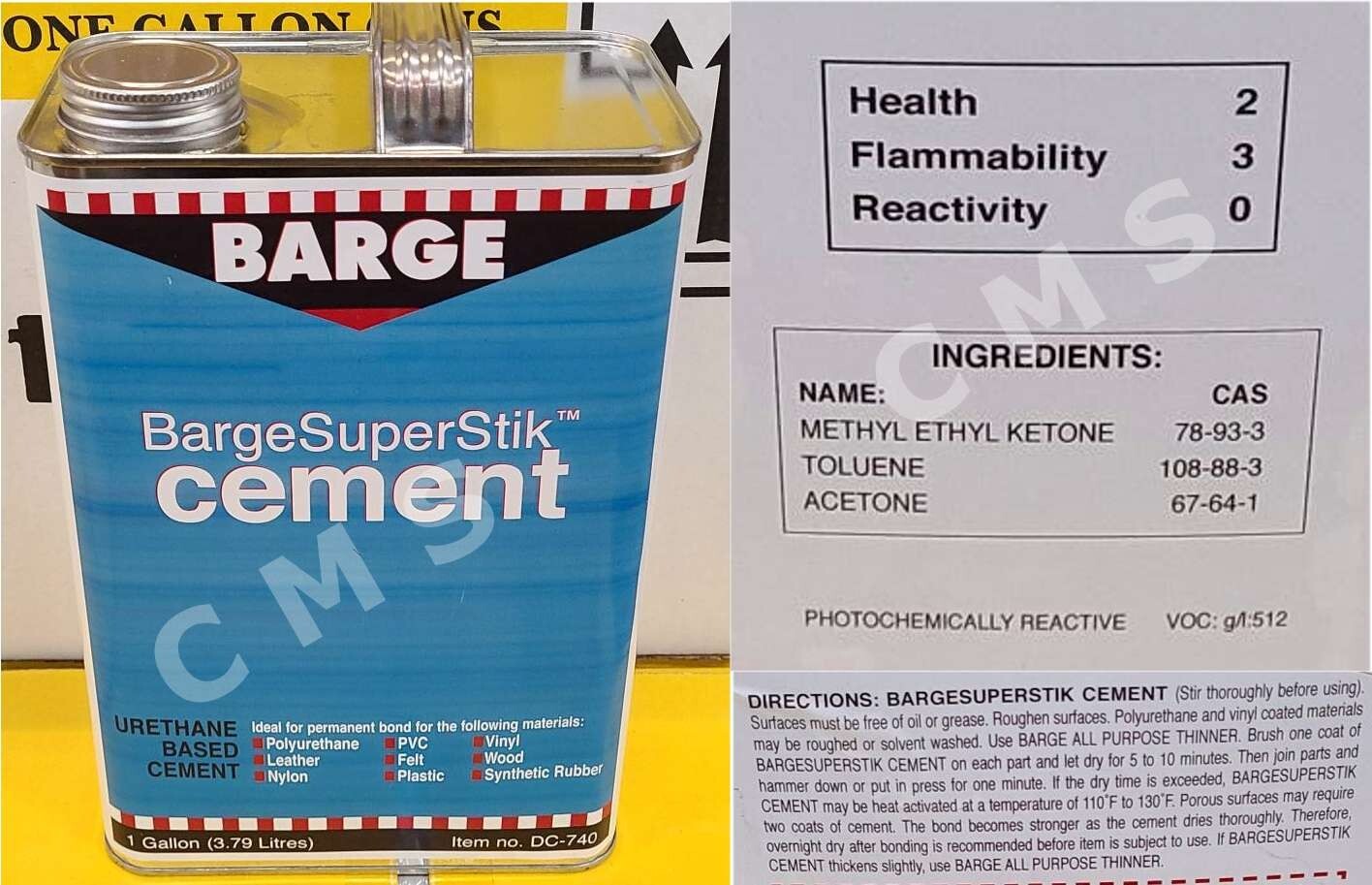 BARGE Super Stik Urethane Cement 1 Gallon 128oz Quabaug Tin Can SuperStik Stick