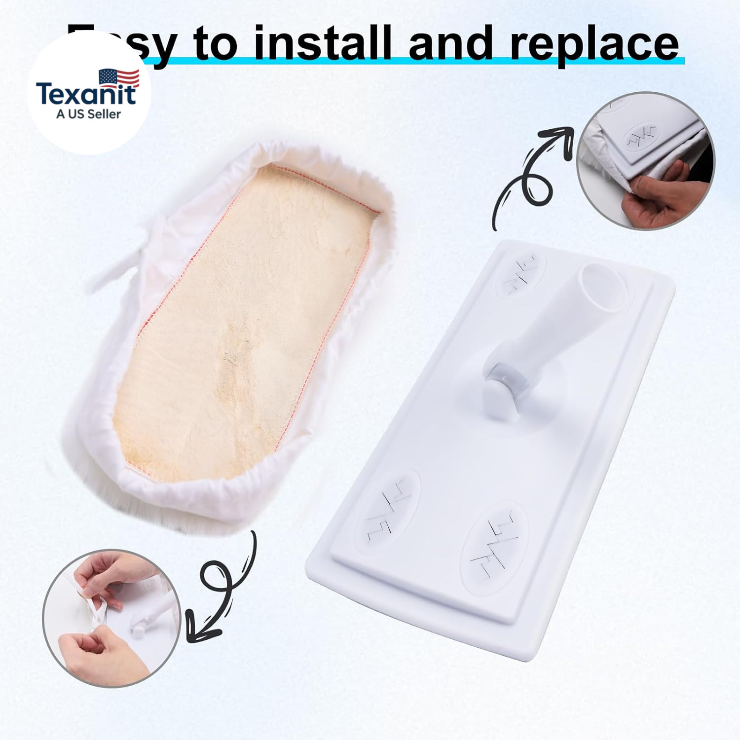 360° Adjustable Lambswool Applicator Kit, Extendable Lambskin Deck Stain Applica