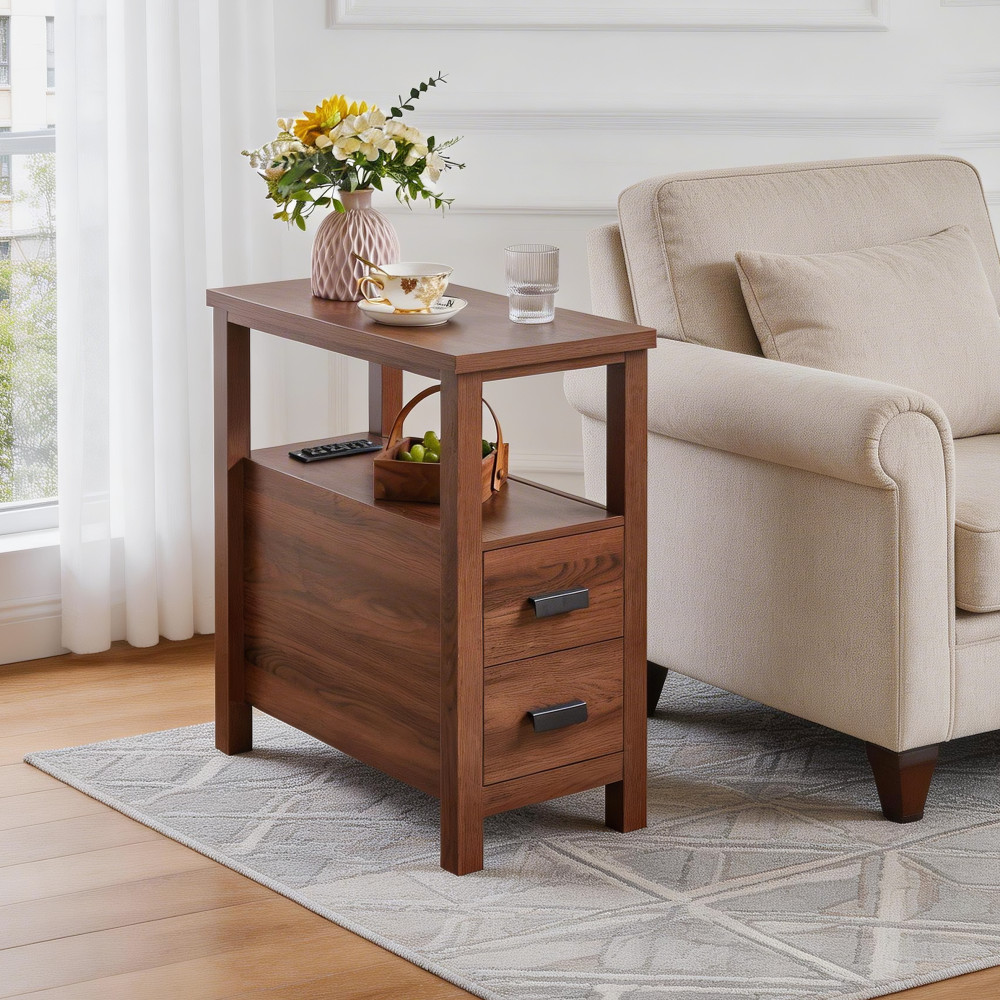 End Table with Charging Station,Side Tables with USB Ports & Outlets,Side Table