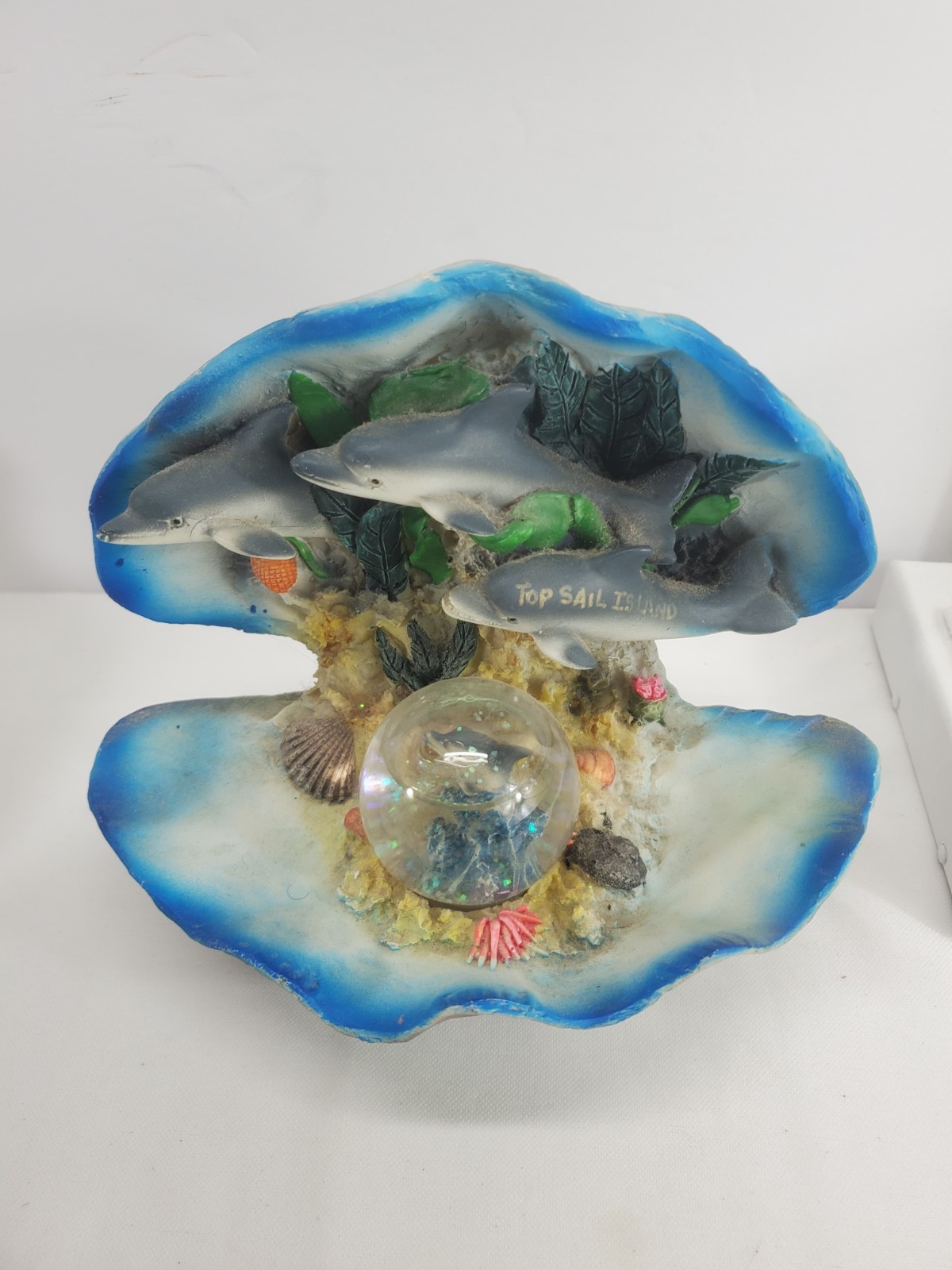 Dolphin Water Globe Seashell Clam Shell Lighted Ocean Display Battery Operated