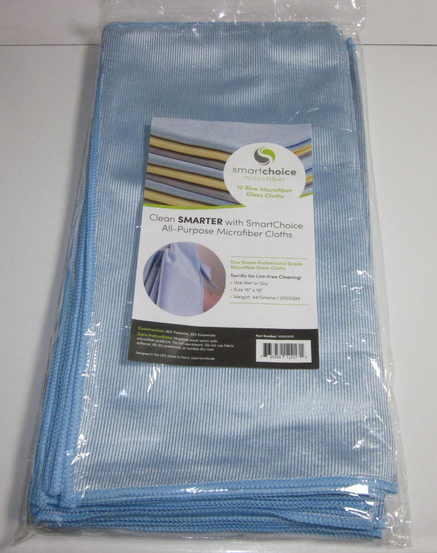 a 12 Pack of Microfiber Cloths, Great on Glass, Lint Free Cleaning, 16" x 16"