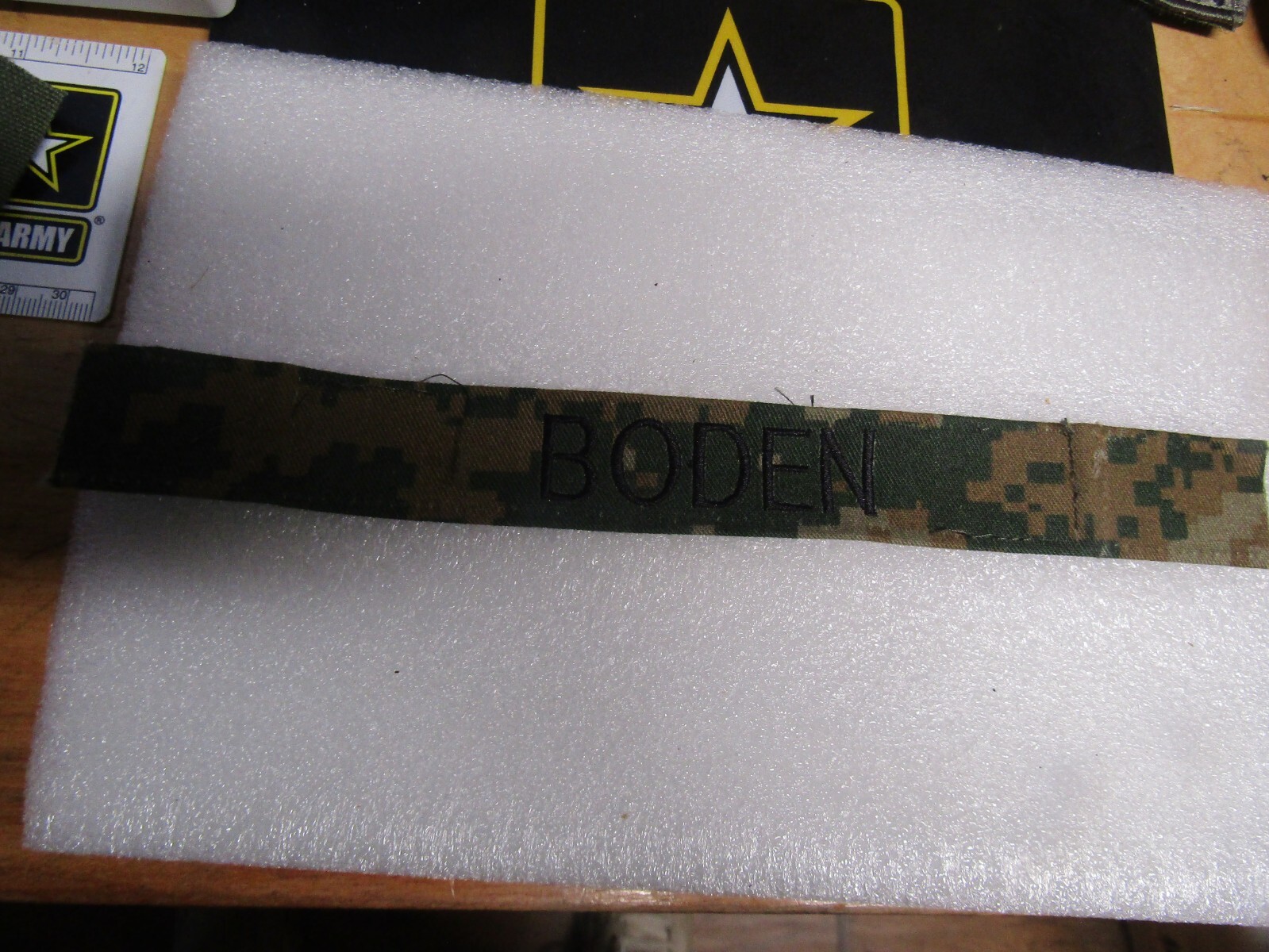 MILITARY US NAVY OR MARINE CORPS PATCH SEW ON MARPAT NAME TAPE WITH BODEN