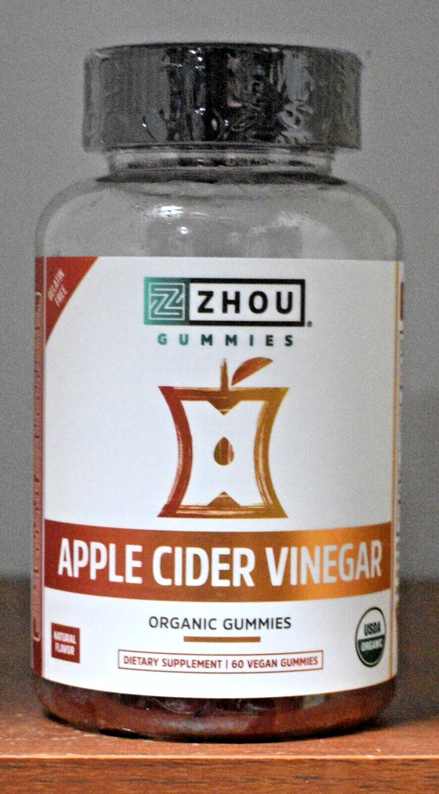 Zhou Apple Cider Vinegar Organic Gummies with The Mother 60 Gummies 60 Gummy