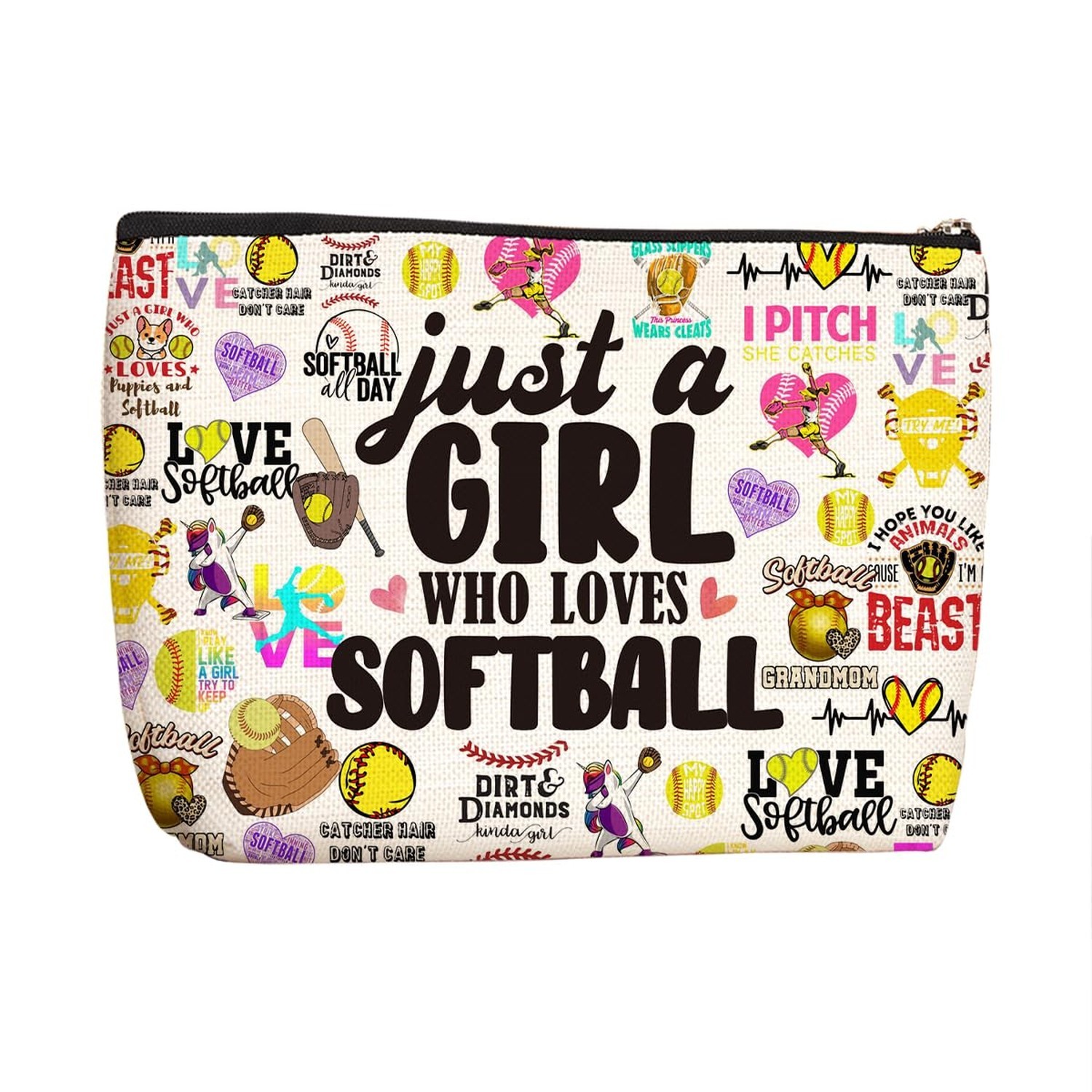 Wenboco Softball Gifts Softball Mom Makeup Bag Inspirational Birthday Christm...