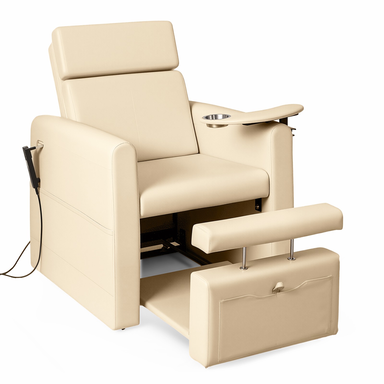 Electric Reclining Pedicure Chair with Tool Pouch and Side Pockets for Nail Tech