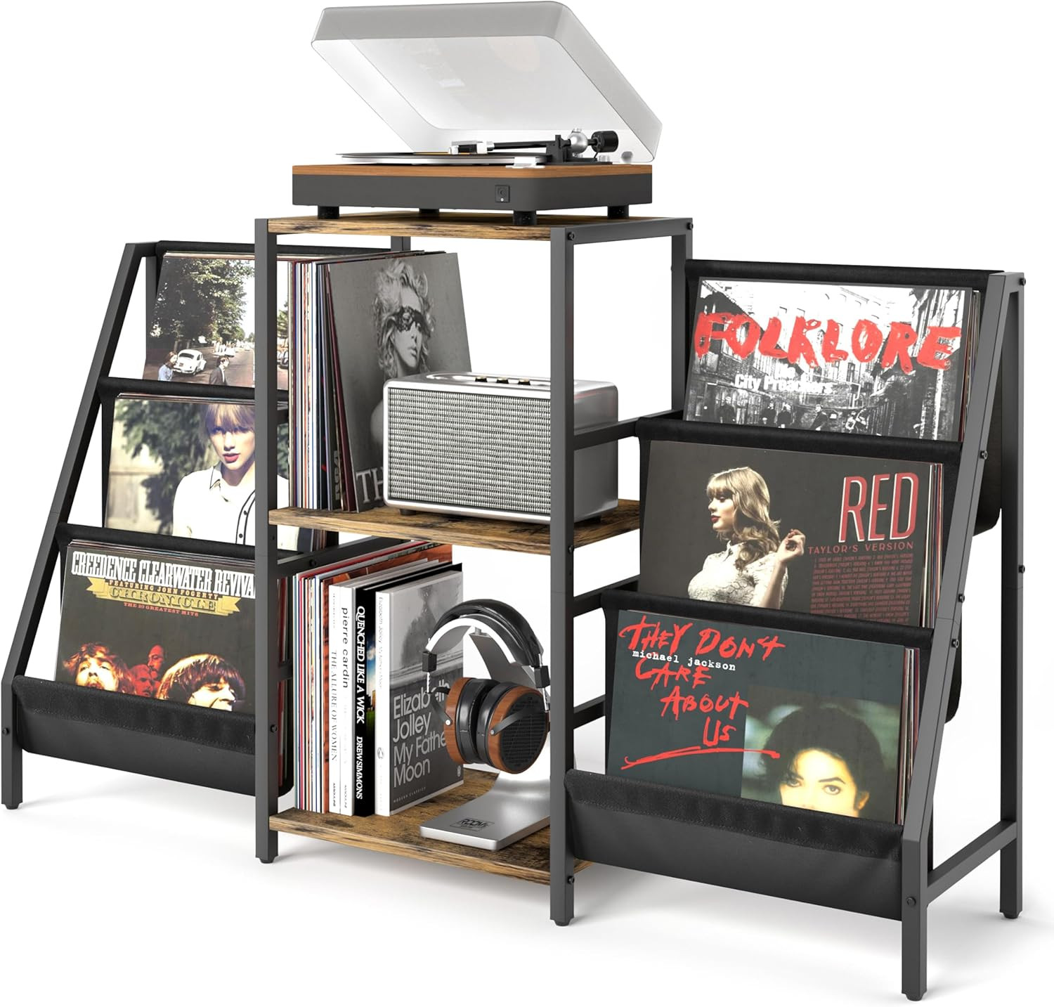 Record Player Stand with Vinyl Storage, Record Player Table with Vinyl Record St