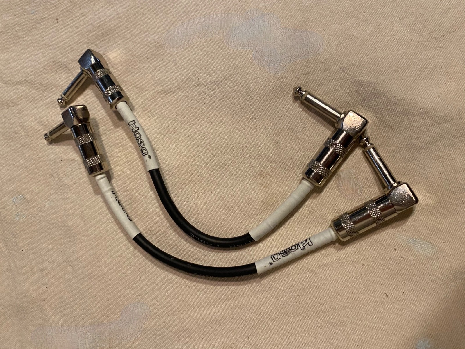 2 Hosa CPE-106 Patch Cables - Right Angle to Right Angle - 6 inch TESTED