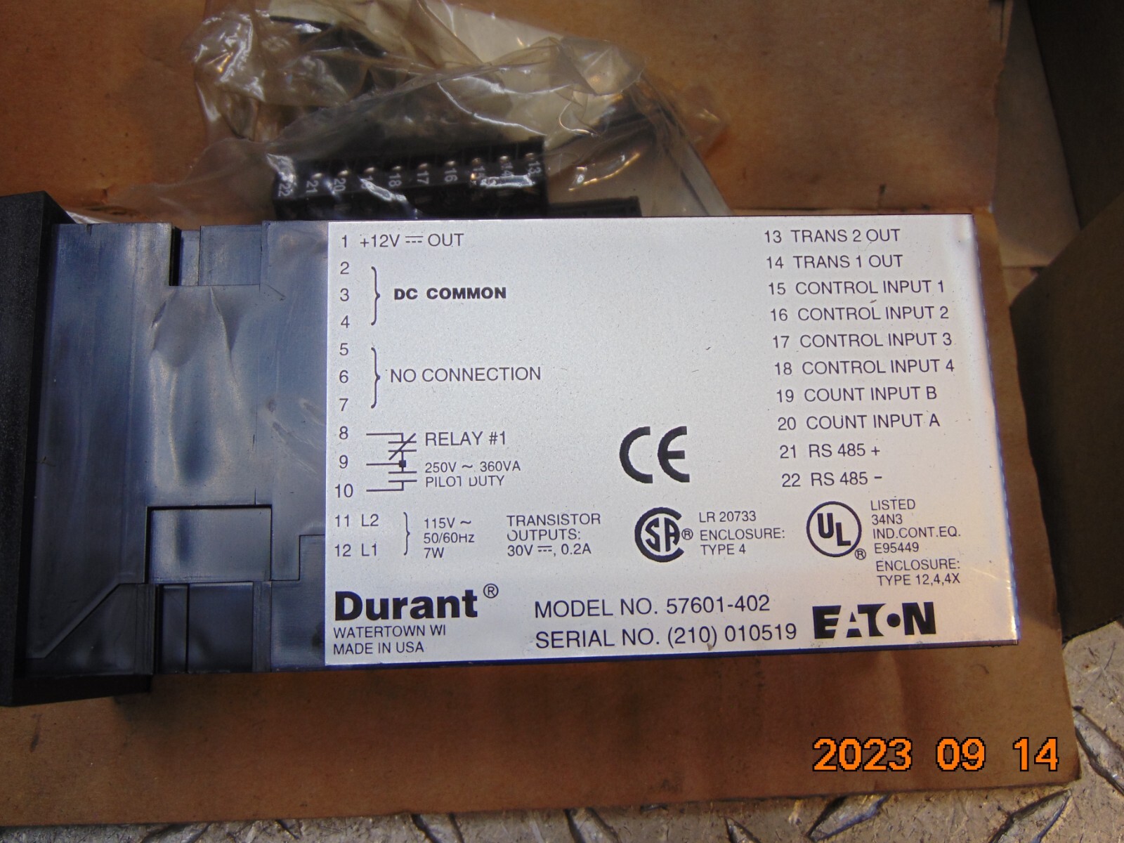 NEW EATON DURANT 57601-402 COUNT CONTROL see description