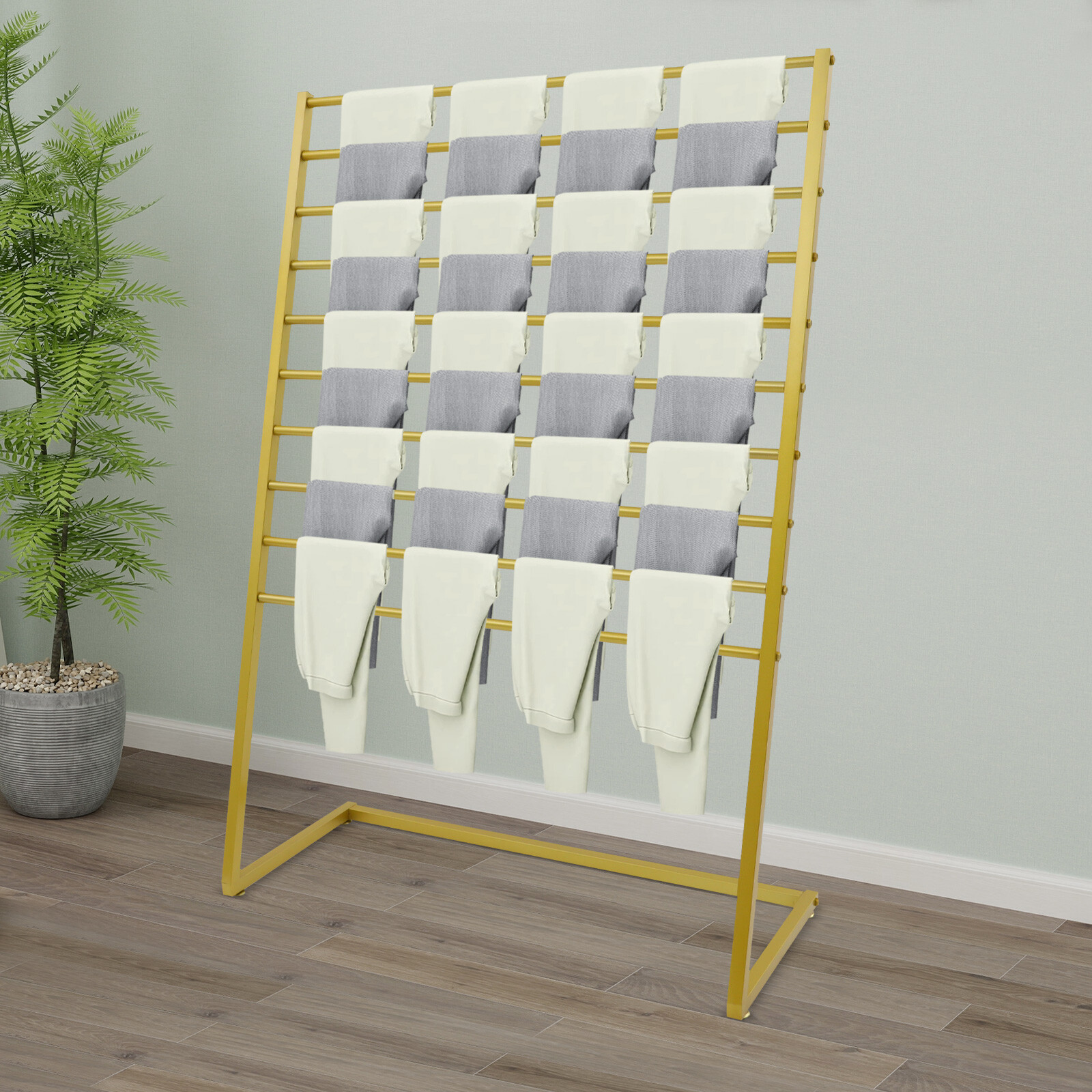 Scarf Holder Organizer, Freestanding Scarf Rack, Scarf Display Stand Golden NEW