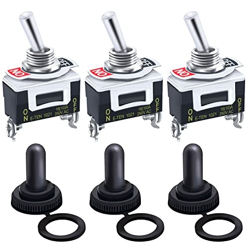 /3Pcs Heavy Duty Rocker Toggle Switch ON Off 2 Pin 16A 2 Pin With Metal Bat