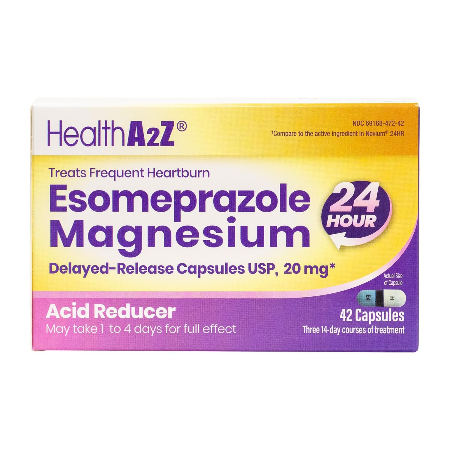 HealthA2Z® Esomeprazole Magnesium | Acid Reducer | 20mg | 42 Count, Blue