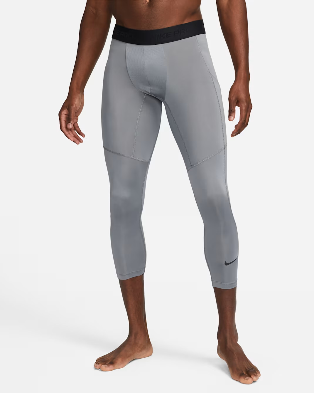 NIKE PRO DRI FIT MENS TRAINING FITNESS ¾ LENGTH TIGHTS GREY/BLACK #FB7950-NWT