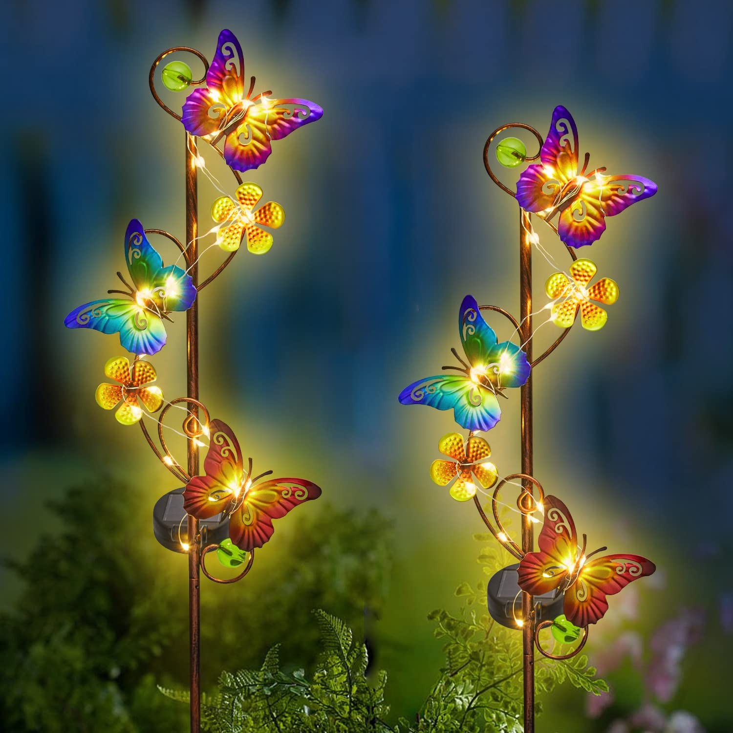 Solar Garden Lights Butterfly Garden Decor Outdoor Waterproof Metal Butterfly...