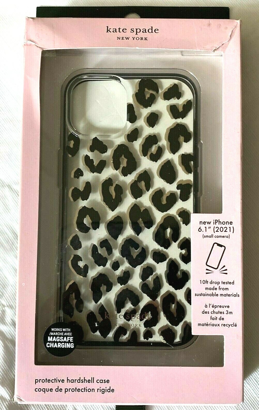 Kate Spade Case for Apple iPhone 13/14, City Leopard Black 6.1" Small Cam